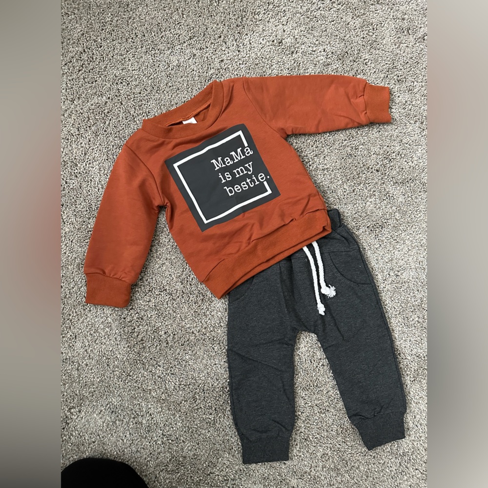 Mama is my bestie sweatshirt with sweatpants.